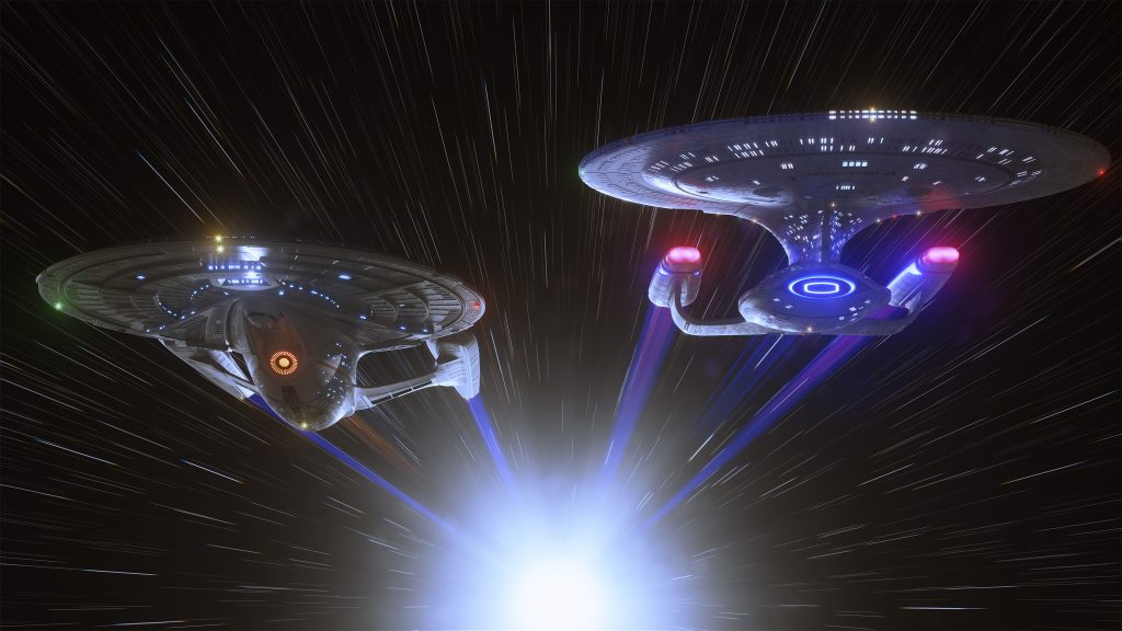 Two starships in space